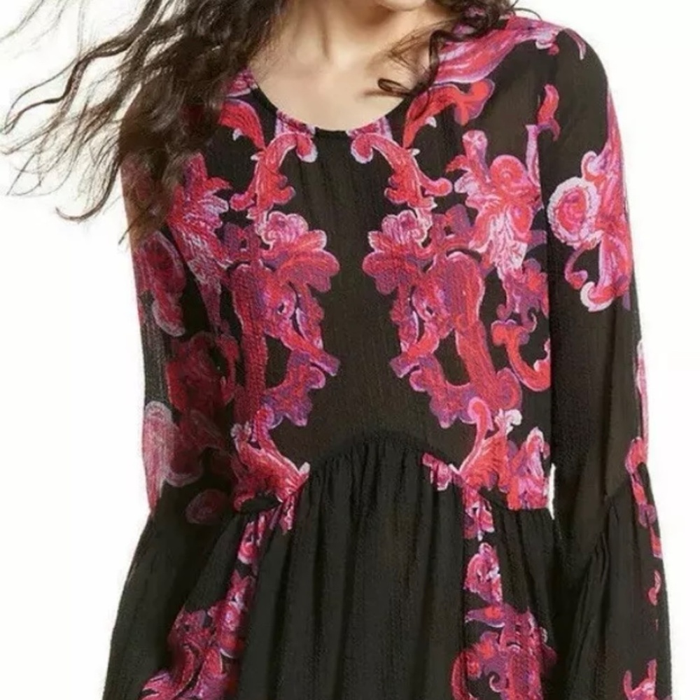 Free People  Intimately  Printed Symphony‎ Sheer Tunic dress. Medium -cp